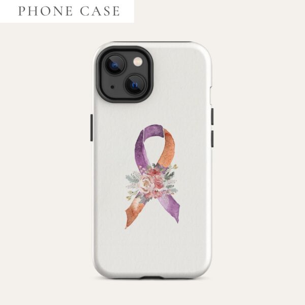 Pastel Floral Orange & Purple Awareness Ribbon Tough Case for iPhone® In Beige