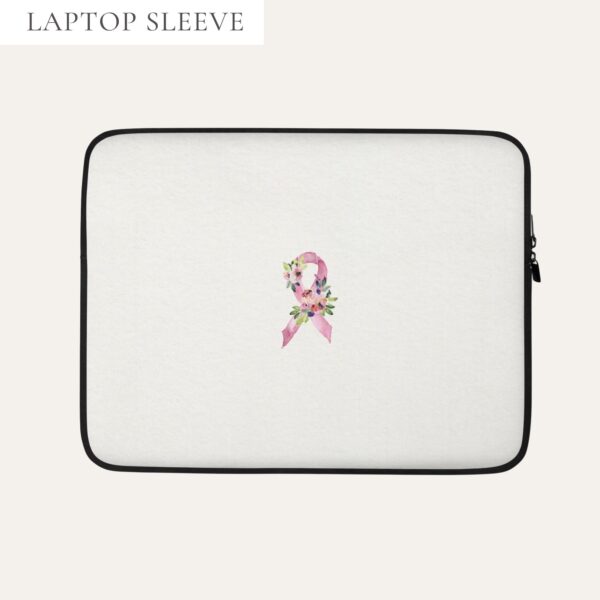 Pastel Floral Pink Awareness Ribbon Laptop Sleeve In Beige
