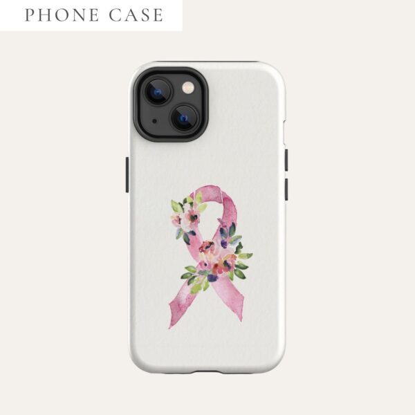Pastel Floral Pink Awareness Ribbon Tough Case for iPhone® In Beige