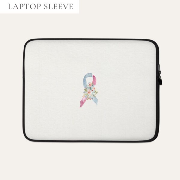 Pastel Floral Pink & Light Blue Awareness Ribbon Laptop Sleeve In Beige
