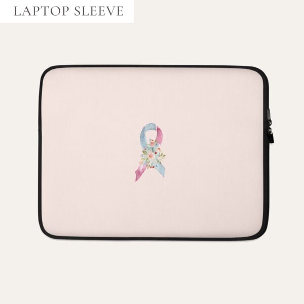 Pastel Floral Pink & Light Blue Awareness Ribbon Laptop Sleeve In Pink