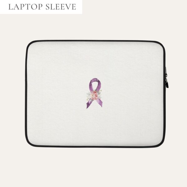 Pastel Floral Purple Awareness Ribbon Laptop Sleeve In Beige