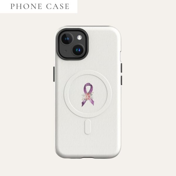 Pastel Floral Purple Awareness Ribbon MagSafe® Tough Case For iPhone® In Beige