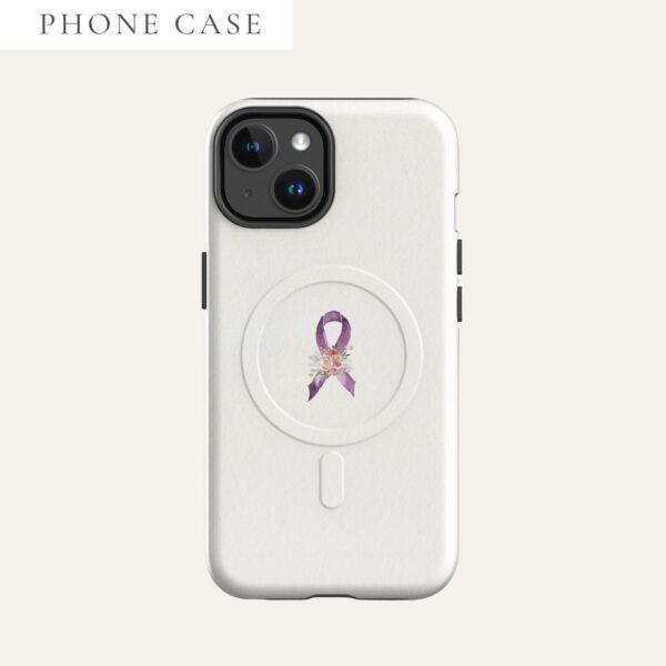 Pastel Floral Purple Awareness Ribbon MagSafe® Tough Case For iPhone® In Beige