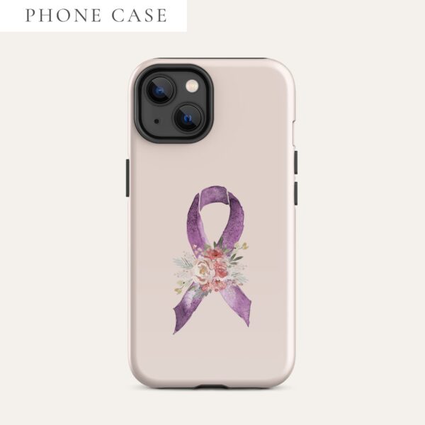 Pastel Floral Purple Awareness Ribbon Tough Case for iPhone® In Pink