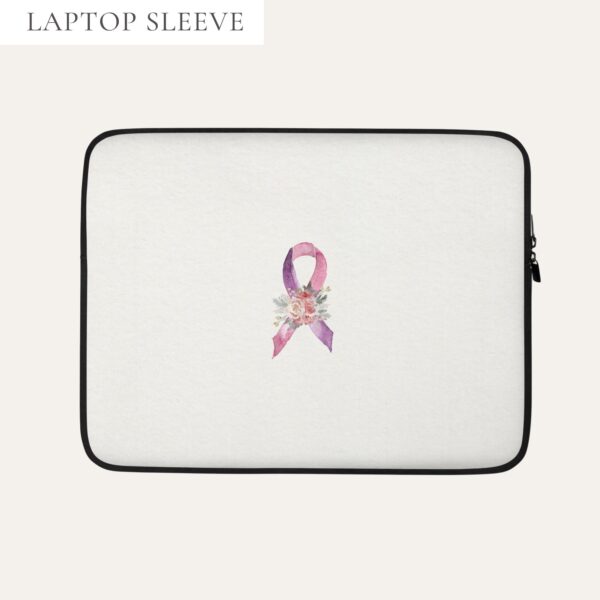Pastel Floral Purple & Pink Awareness Ribbon Laptop Sleeve In Beige