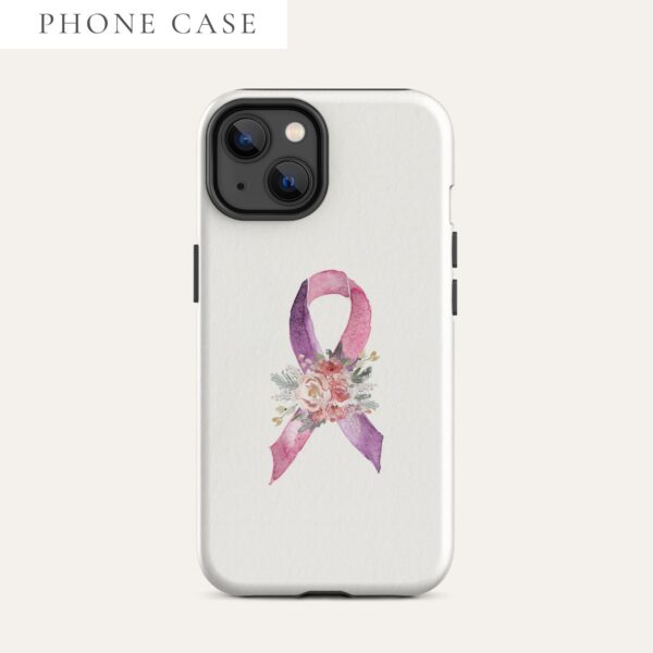 Pastel Floral Purple & Pink Awareness Ribbon Tough Case for iPhone® In Beige