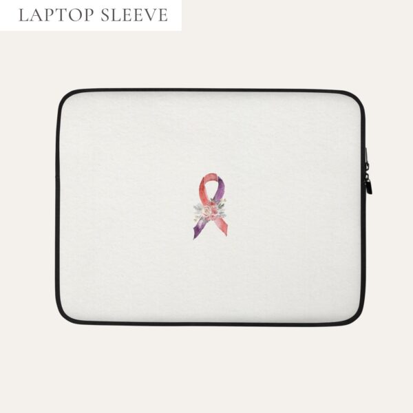 Pastel Floral Purple & Red Awareness Ribbon Laptop Sleeve In Beige