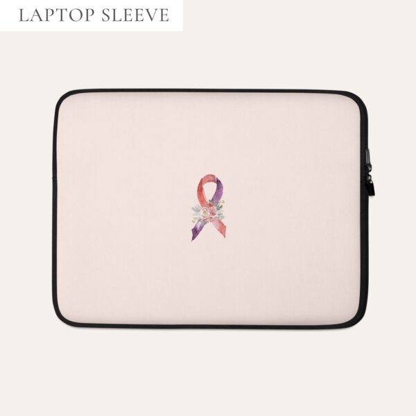 Pastel Floral Purple & Red Awareness Ribbon Laptop Sleeve In Pink