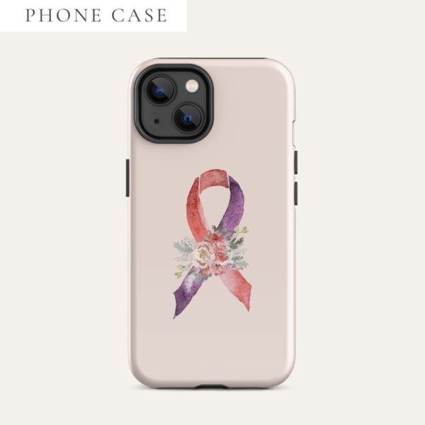 Pastel Floral Purple & Red Awareness Ribbon Tough Case for iPhone® In Pink