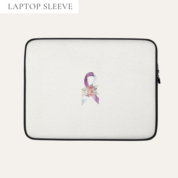Pastel Floral Purple & White Awareness Ribbon Laptop Sleeve In Beige