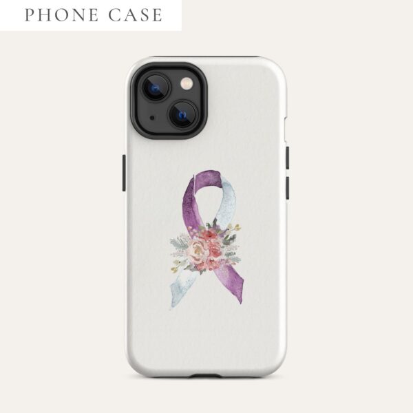 Pastel Floral Purple & White Awareness Ribbon Tough Case for iPhone® In Beige