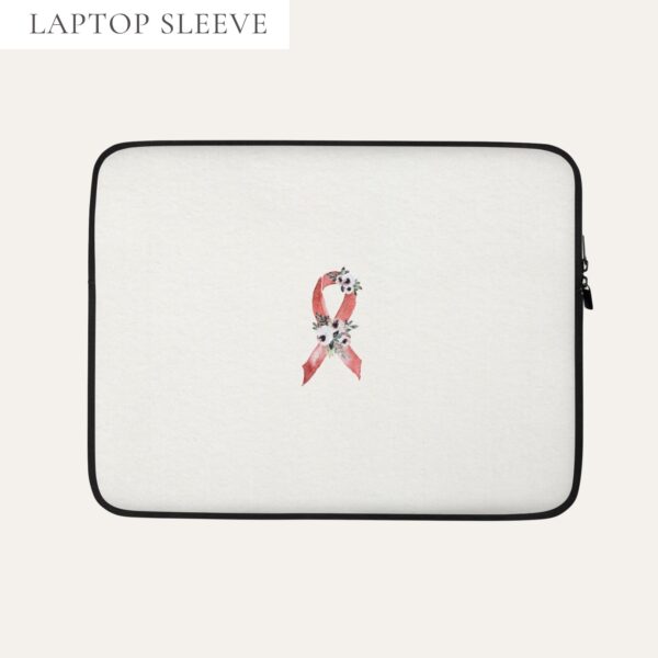 Pastel Floral Red Awareness Ribbon Laptop Sleeve In Beige