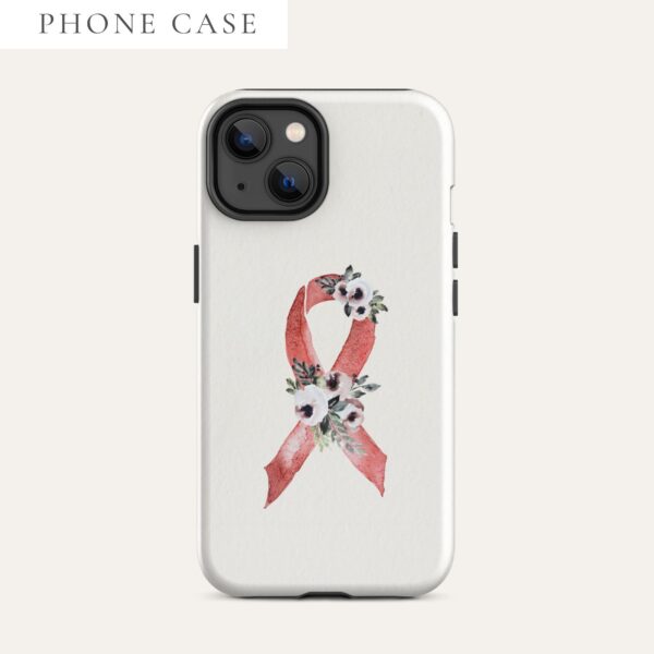 Pastel Floral Red Awareness Ribbon Tough Case for iPhone® In Beige