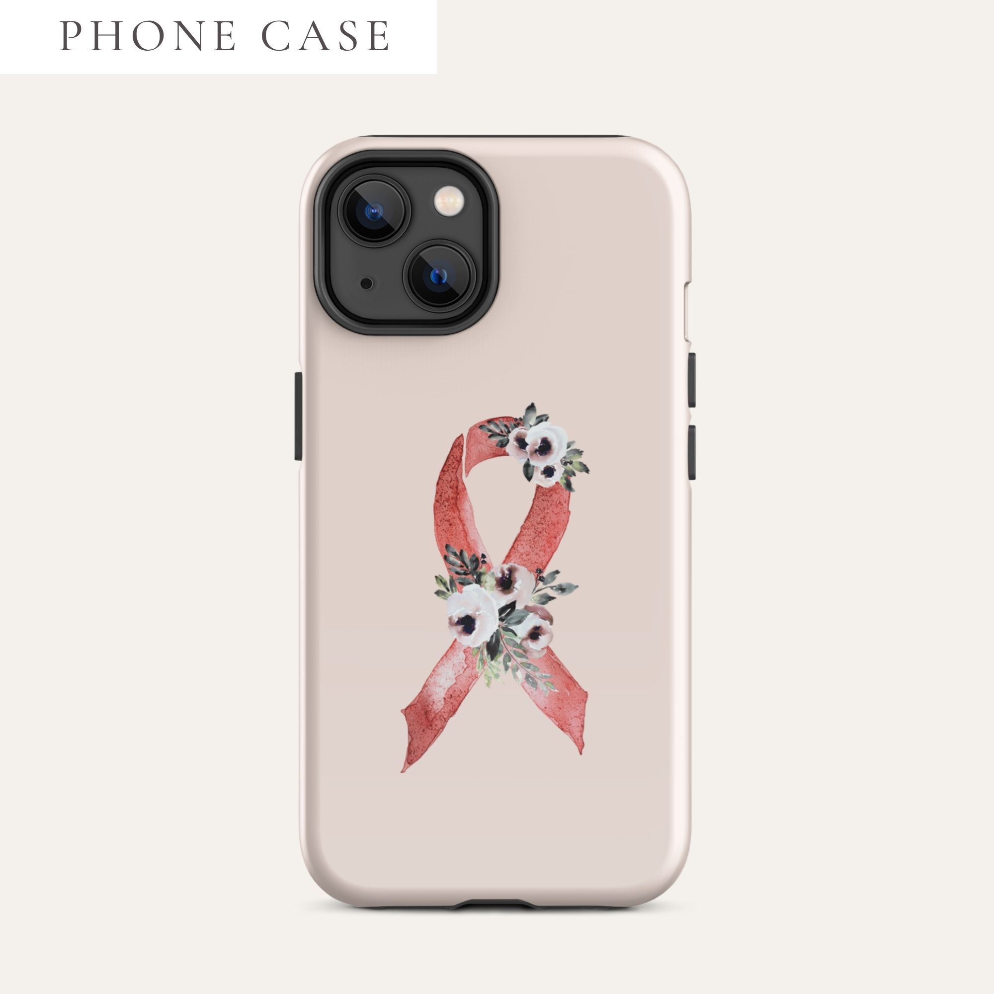 Pastel Floral Red Awareness Ribbon Tough Case for iPhone® In Pink