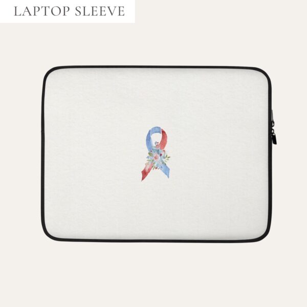 Pastel Floral Red & Blue Awareness Ribbon Laptop Sleeve In Beige