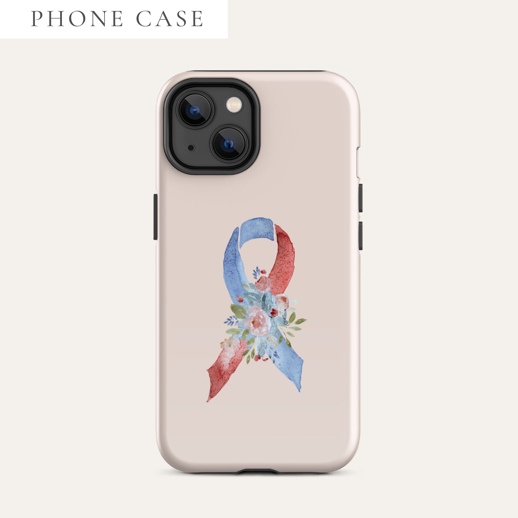 Pastel Floral Red & Blue Awareness Ribbon Tough Case for iPhone® In Pink