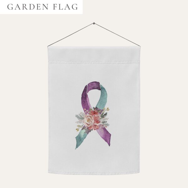 Pastel Floral Teal & Purple Awareness Ribbon Garden Flag