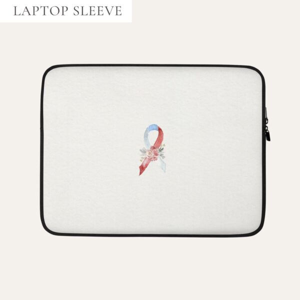 Pastel Floral White, Red & Blue Awareness Ribbon Laptop Sleeve In Beige