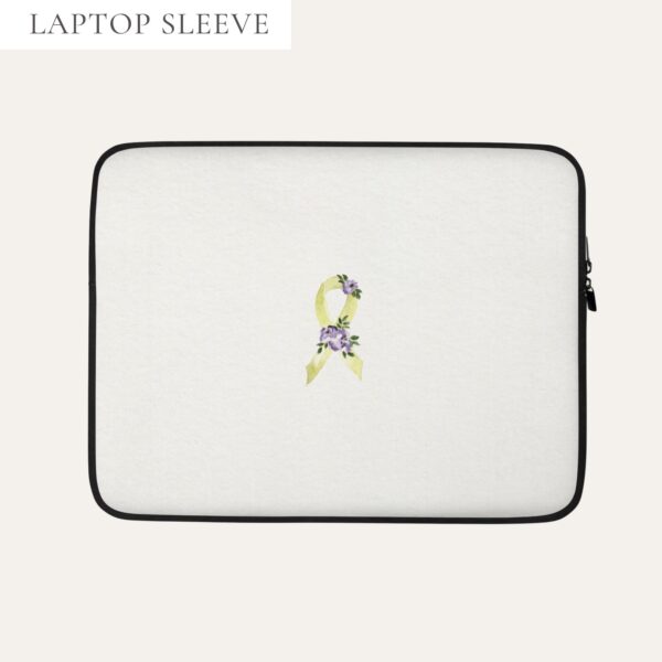 Pastel Floral Yellow Awareness Ribbon Laptop Sleeve In Beige