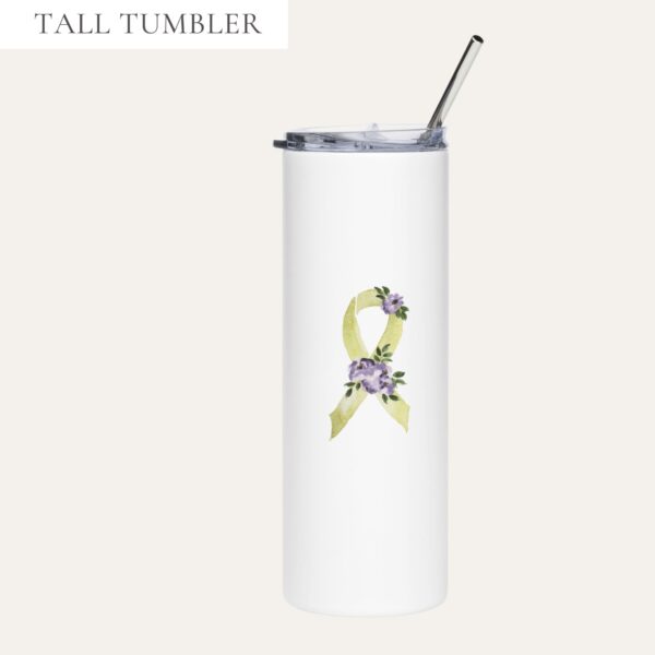 Pastel Floral Yellow Awareness Ribbon Stainless Steel Tumbler