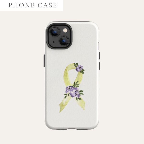 Pastel Floral Yellow Awareness Ribbon Tough Case for iPhone® In Beige