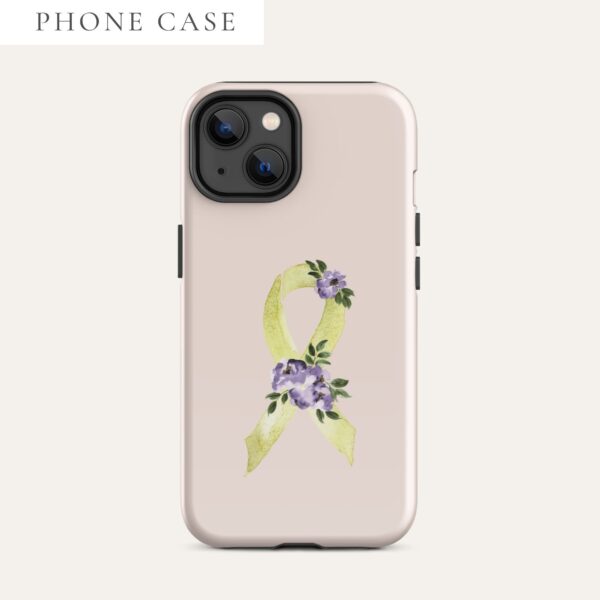 Pastel Floral Yellow Awareness Ribbon Tough Case for iPhone® In Pink