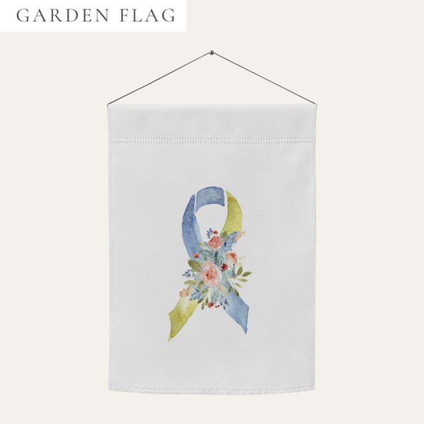 Pastel Floral Yellow & Blue Awareness Ribbon Garden Flag