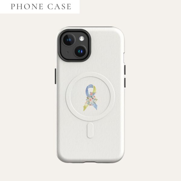 Pastel Floral Yellow & Blue Awareness Ribbon MagSafe® Tough Case For iPhone® In Beige