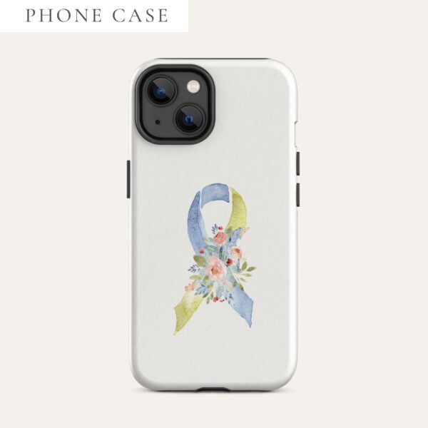 Pastel Floral Yellow & Blue Awareness Ribbon Tough Case for iPhone® In Beige