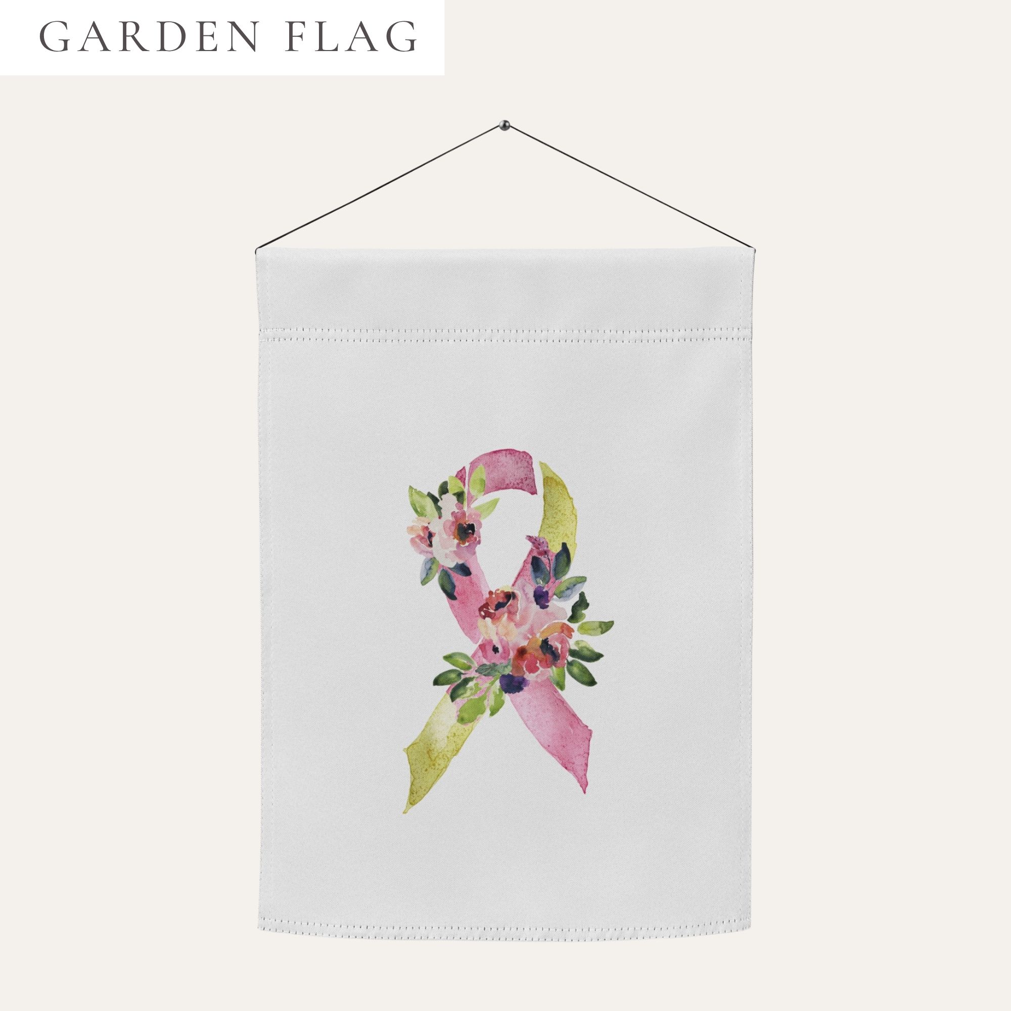 Pastel Floral Yellow & Pink Awareness Ribbon Garden Flag
