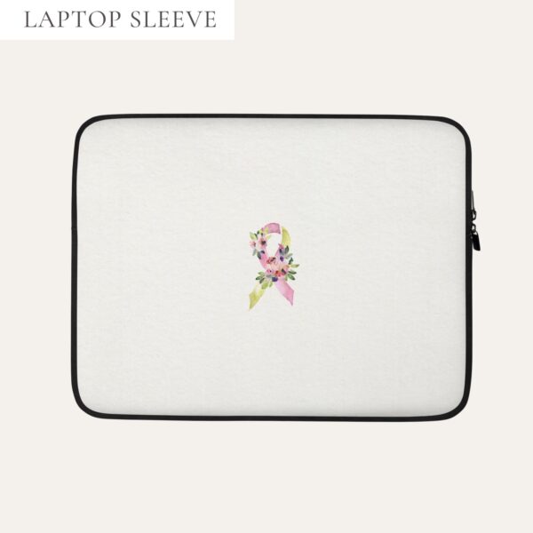 Pastel Floral Yellow & Pink Awareness Ribbon Laptop Sleeve In Beige