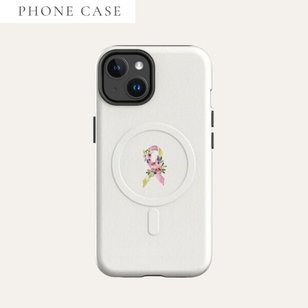 Pastel Floral Yellow & Pink Awareness Ribbon MagSafe® Tough Case For iPhone® In Beige
