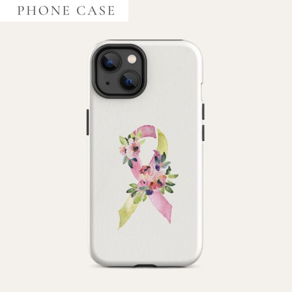 Pastel Floral Yellow & Pink Awareness Ribbon Tough Case for iPhone® In Beige
