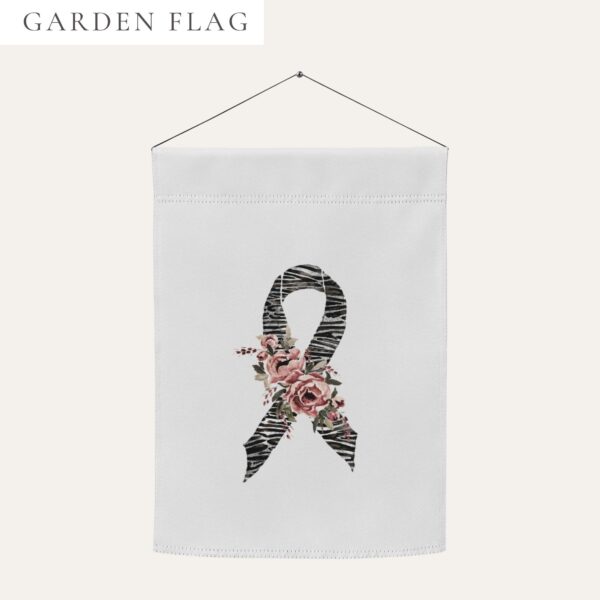 Pastel Floral Zebra Awareness Ribbon Garden Flag