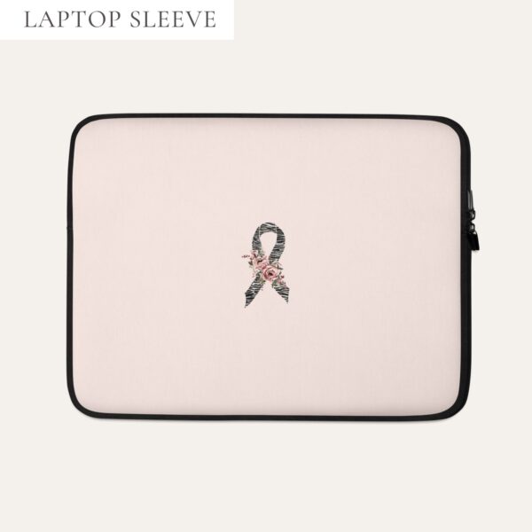 Pastel Floral Zebra Awareness Ribbon Laptop Sleeve In Pink
