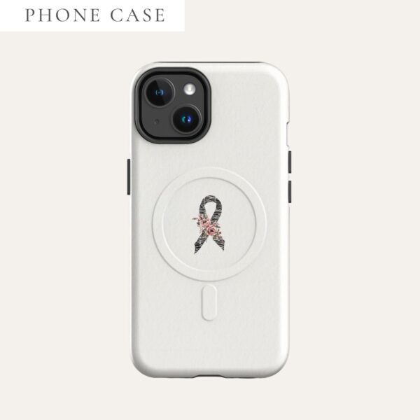 Pastel Floral Zebra Awareness Ribbon MagSafe® Tough Case For iPhone® In Beige