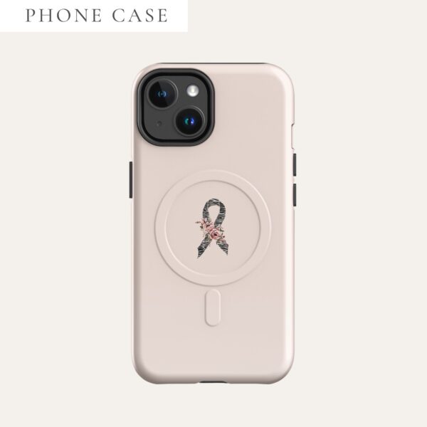 Pastel Floral Zebra Awareness Ribbon MagSafe® Tough Case For iPhone® In Pink