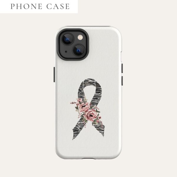 Pastel Floral Zebra Awareness Ribbon Tough Case for iPhone® In Beige