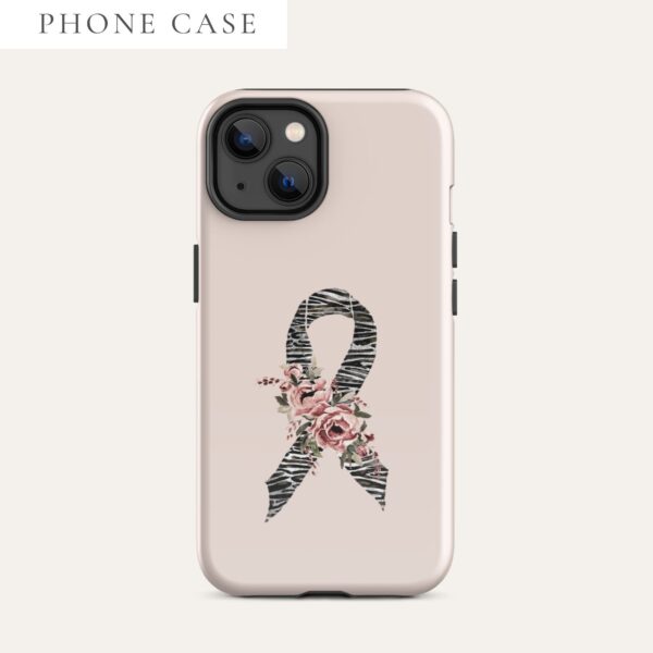 Pastel Floral Zebra Awareness Ribbon Tough Case for iPhone® In Pink