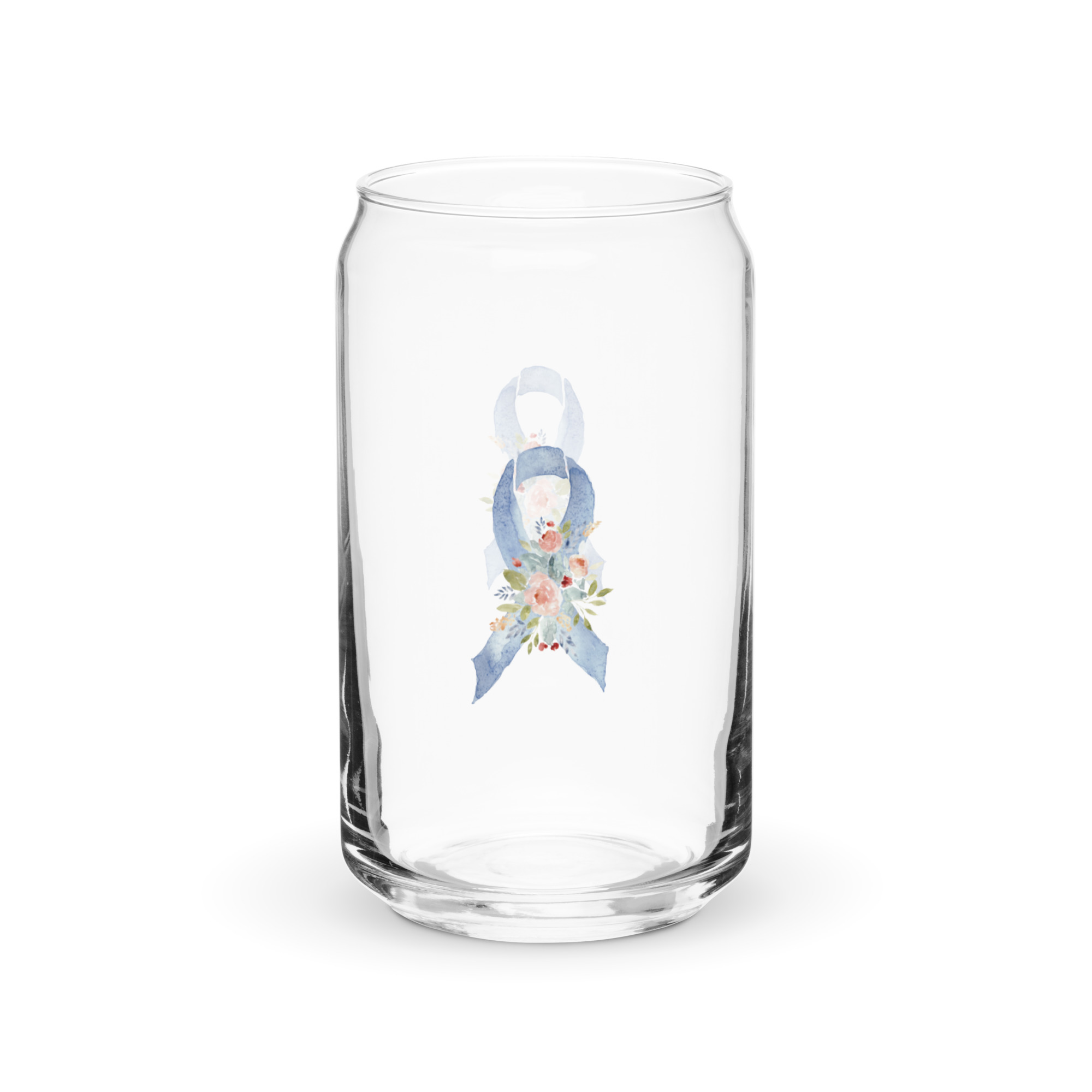 Pastel Floral Blue Awareness Ribbon Glass Can W/ Lid - Image 7
