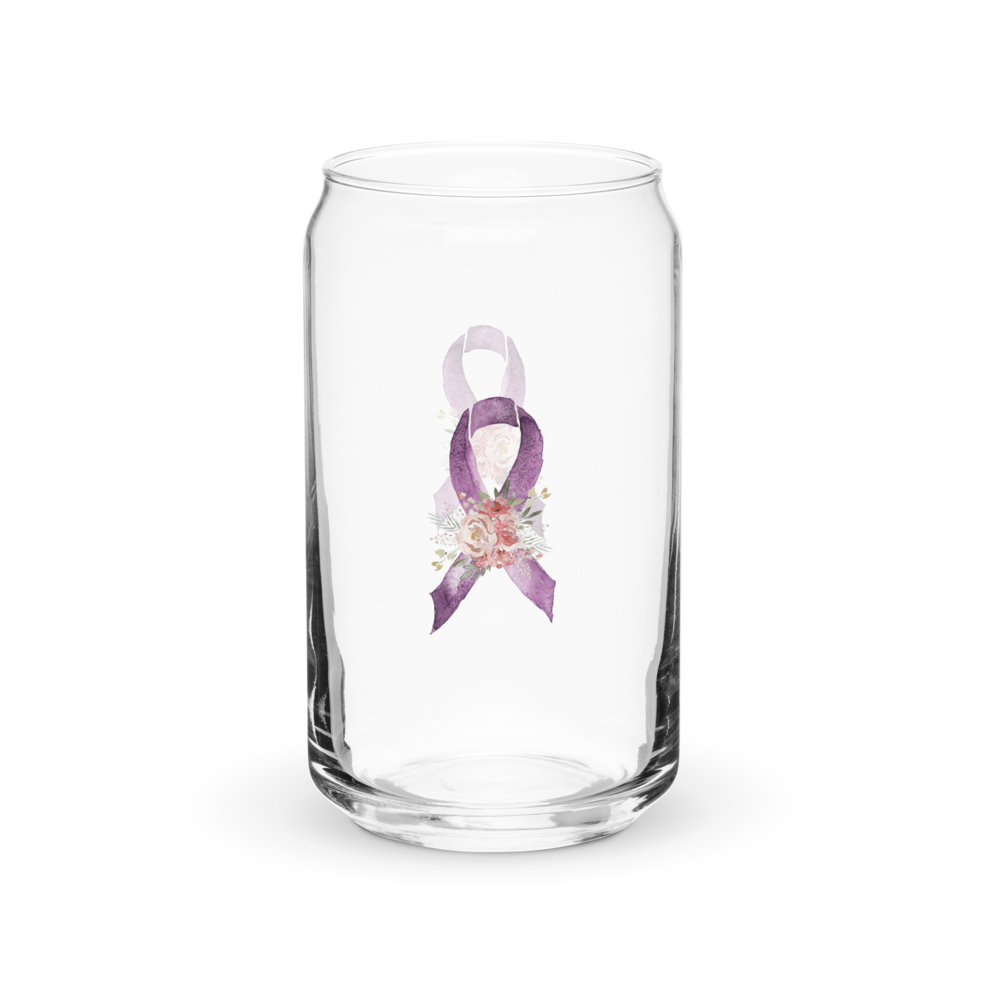 Pastel Floral Purple Awareness Ribbon Glass Can W/ Lid - Image 7