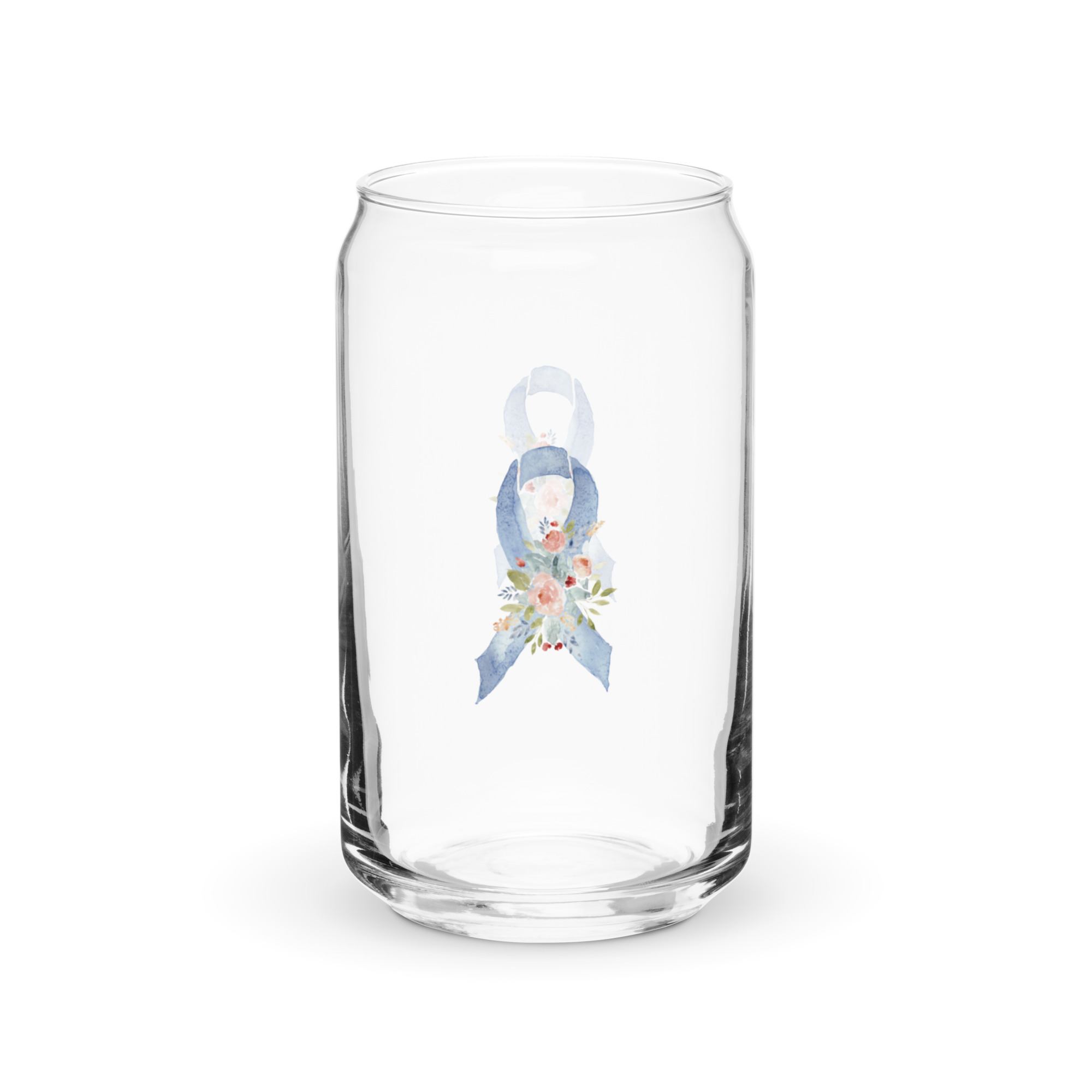 Pastel Floral Blue Awareness Ribbon Glass Can W/ Lid - Image 8