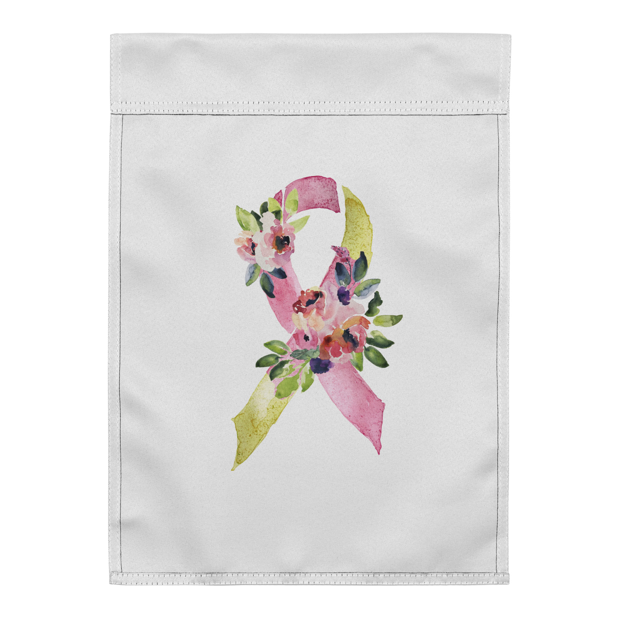 Pastel Floral Yellow & Pink Awareness Ribbon Garden Flag - Image 3