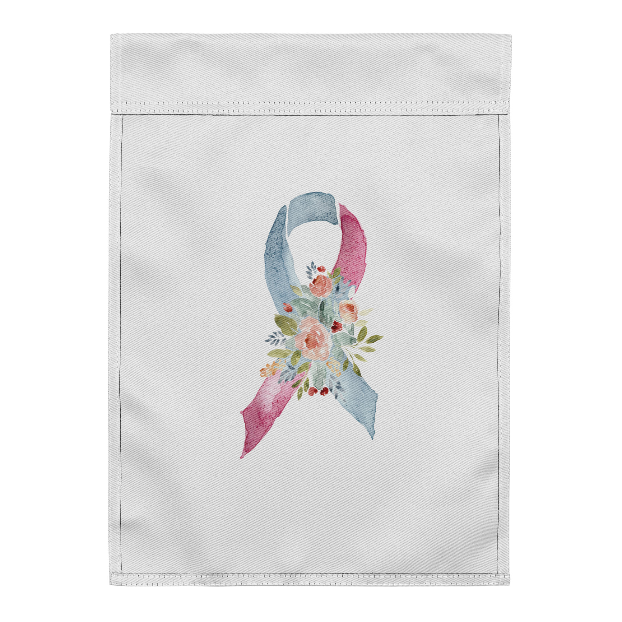 Pastel Floral Pink & Light Blue Awareness Ribbon Garden Flag - Image 3