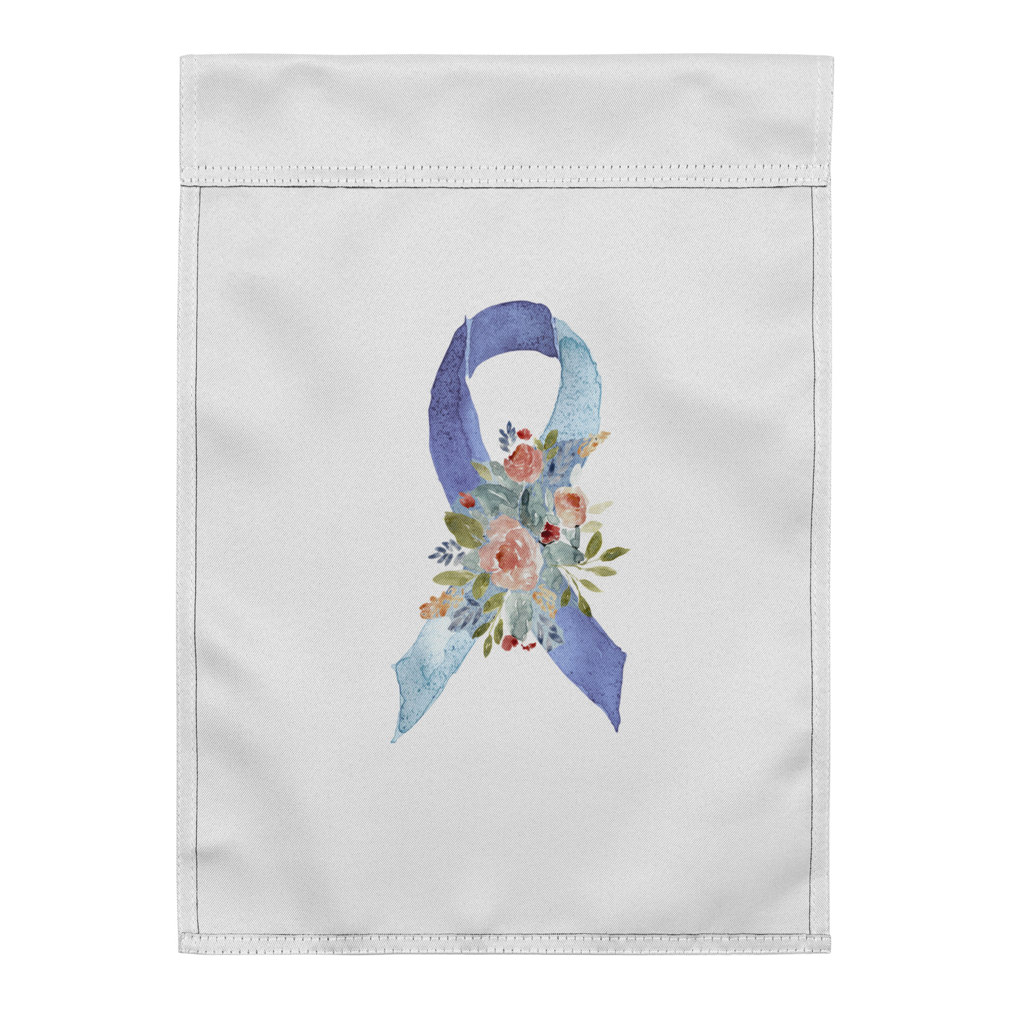 Pastel Floral Light Blue & Blue Awareness Ribbon Garden Flag - Image 3