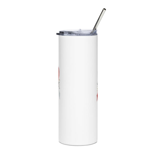 Pastel Floral White, Red & Blue Awareness Ribbon Stainless Steel Tumbler