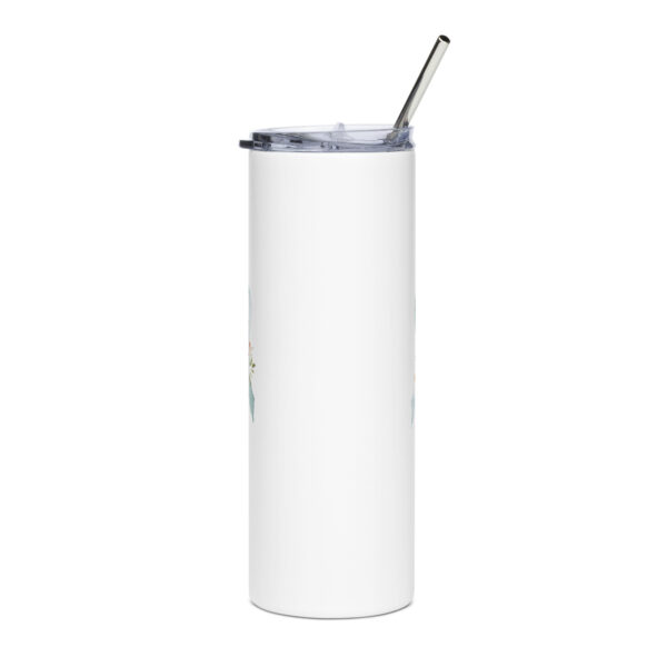 Pastel Floral Teal & White Awareness Ribbon Stainless Steel Tumbler