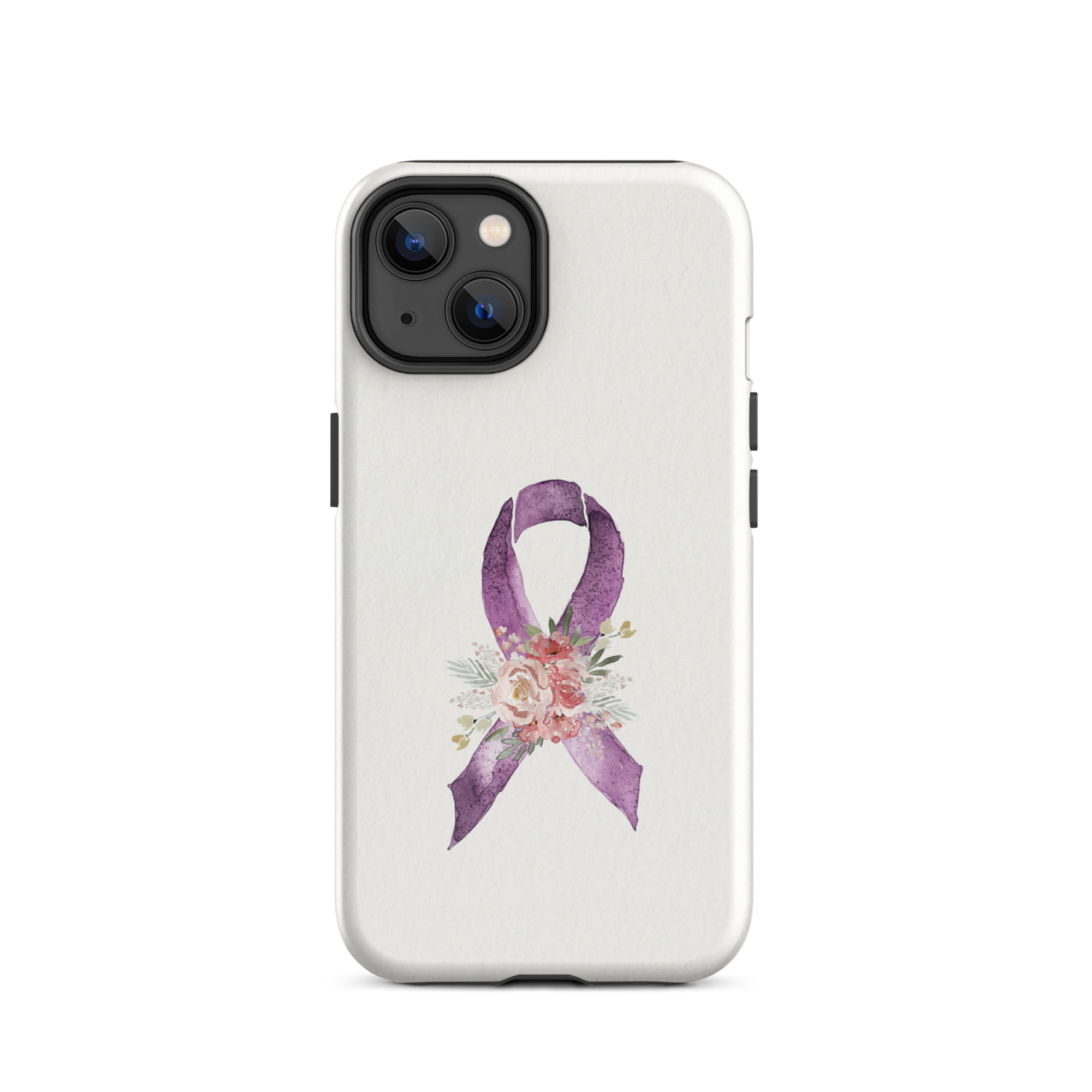 Pastel Floral Purple Awareness Ribbon Tough Case for iPhone® In Beige - Image 2