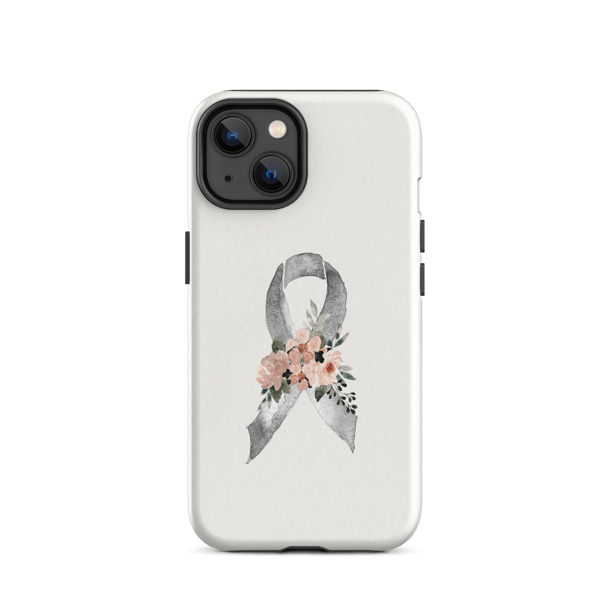 Pastel Floral Gray Awareness Ribbon Tough Case for iPhone® In Beige - Image 2